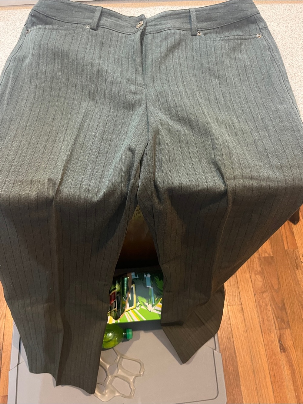 Rafaella Dark Green Pinstripe Dress Pants